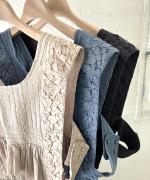 ハンドスモッキングコットンポプリン　2wayベスト